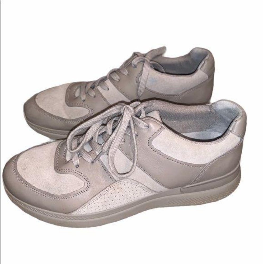 Everlane Tread The Trainer Beige Lace Up Leather Comfy Unisex Sneakers W 13 M 11